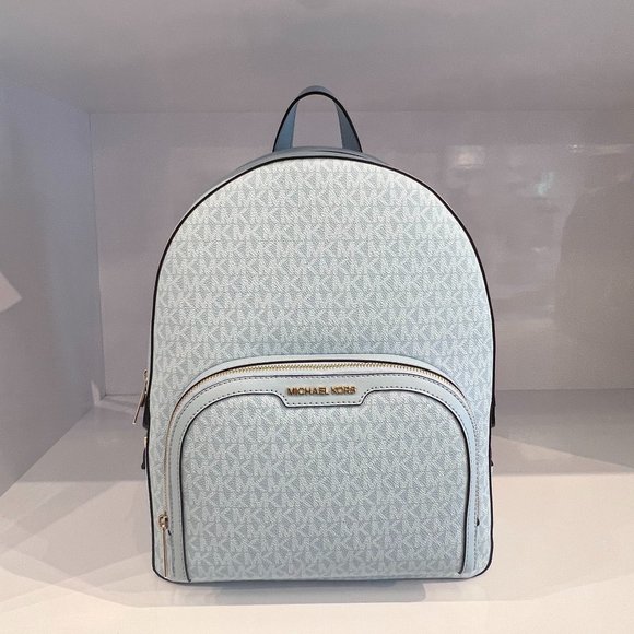 Michael Kors Jaycee Large Backpack MK Blue Pale Ocean - Picture 1 of 8